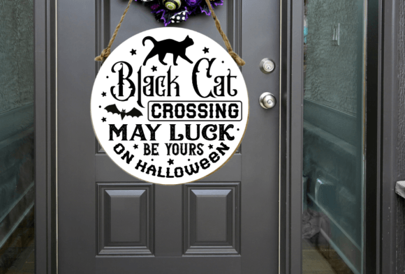Black Cat Crossing May Luck SVG Design