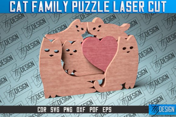 Cat Family Puzzle Laser Cut SVG CNC