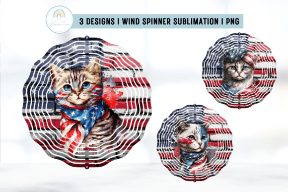 Cat Patriotic Wind Spinner Sublimation