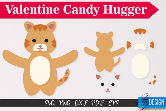 Cat Valentine Candy Hugger SVG Design