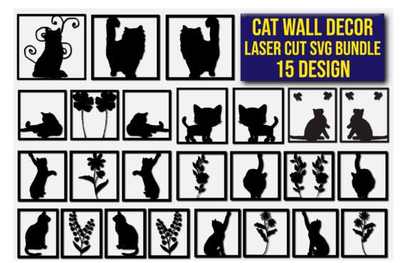 Cat Wall Decor Laser Cut SVG Bundle