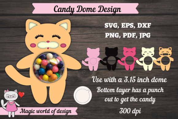 Cute Cat Candy Dome Holder Svg