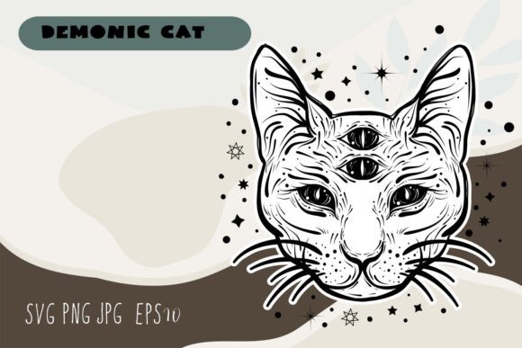 Demonic Cat Embroidery Design