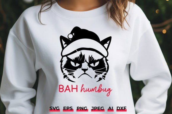 Grumpy Christmas Cat Bah Humbug Xmas SVG