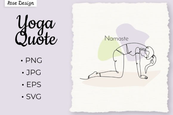 Line Drawing Hatha Yoga Cat Pose Namaste