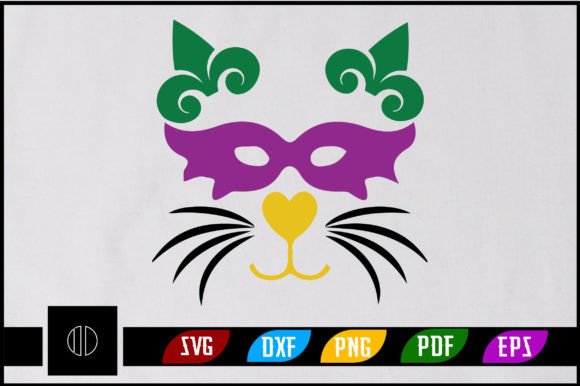 Mardi Gras Vector Cat T-Shirt Design Svg