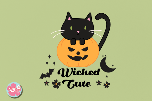 Wicked Cute Black Cat Sublimation Png